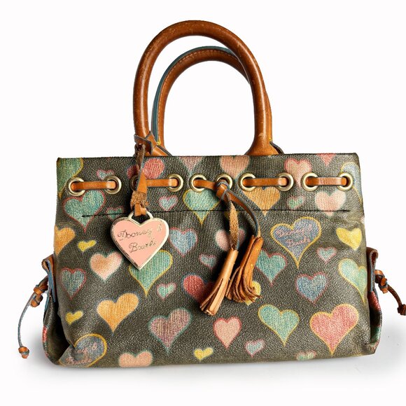 Dooney & Bourke Tote Bag Crayon Hearts Vintage Y2K Retro Handbag with Ch… - Picture 1 of 9